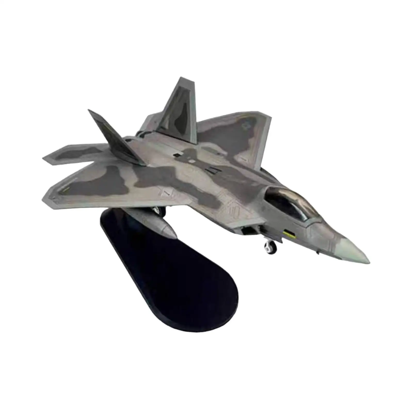 1/100 Scale F-22 Plane Collectibles with Display Stand Kids Toys Miniature Alloy Fighter for Bedroom Office Table Household Home