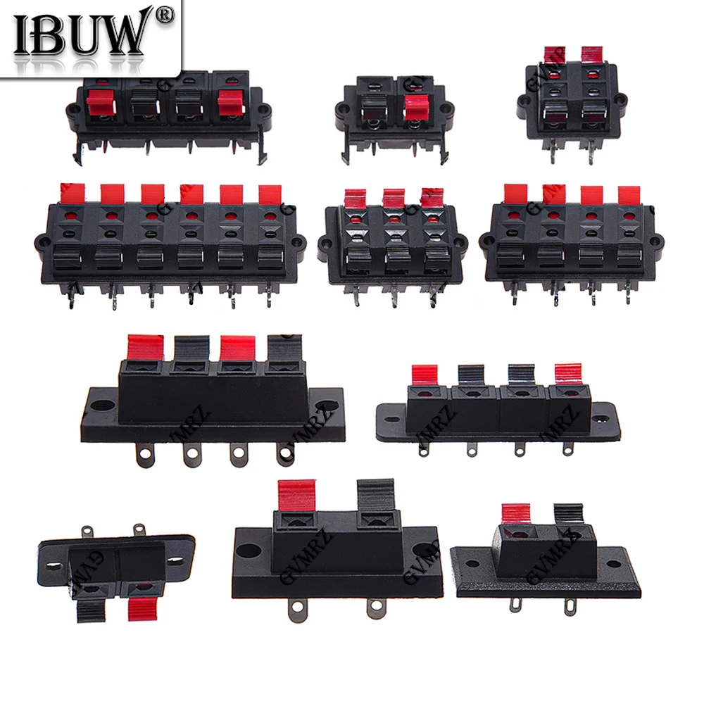 5PCS Plastic WP-2-4 4-4 2/4/6 Positions Connector Terminal Push In Jack Spring Load Audio Speaker Terminals Breadboard Clip 8/12