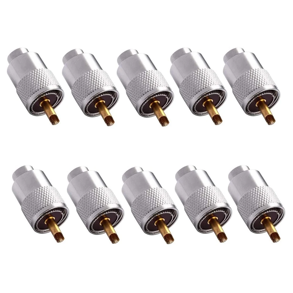 10 Pack Uhf/PL-259 Soldeer Connector Plug Met Reducer Voor Rg8x, Rg8, Rg59, LMR-400, RG-213 Coaxiale Coaxkabel