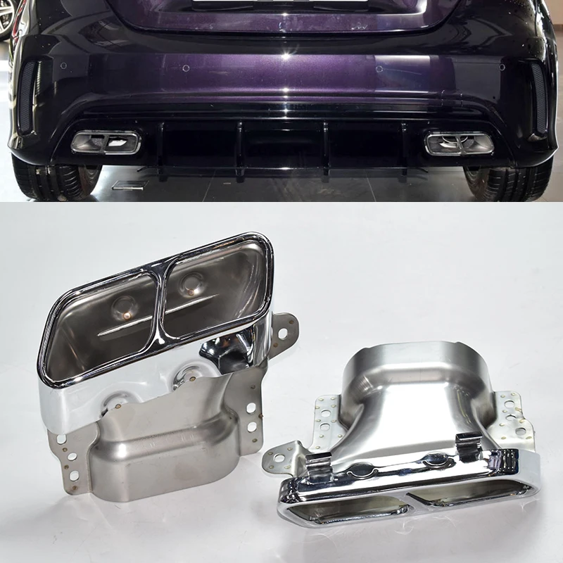 

for Mercedes-Benz W176 W117 A45 CLA45 GLA45 exhaust upgrade stainless steel black square muffler nozzle tip