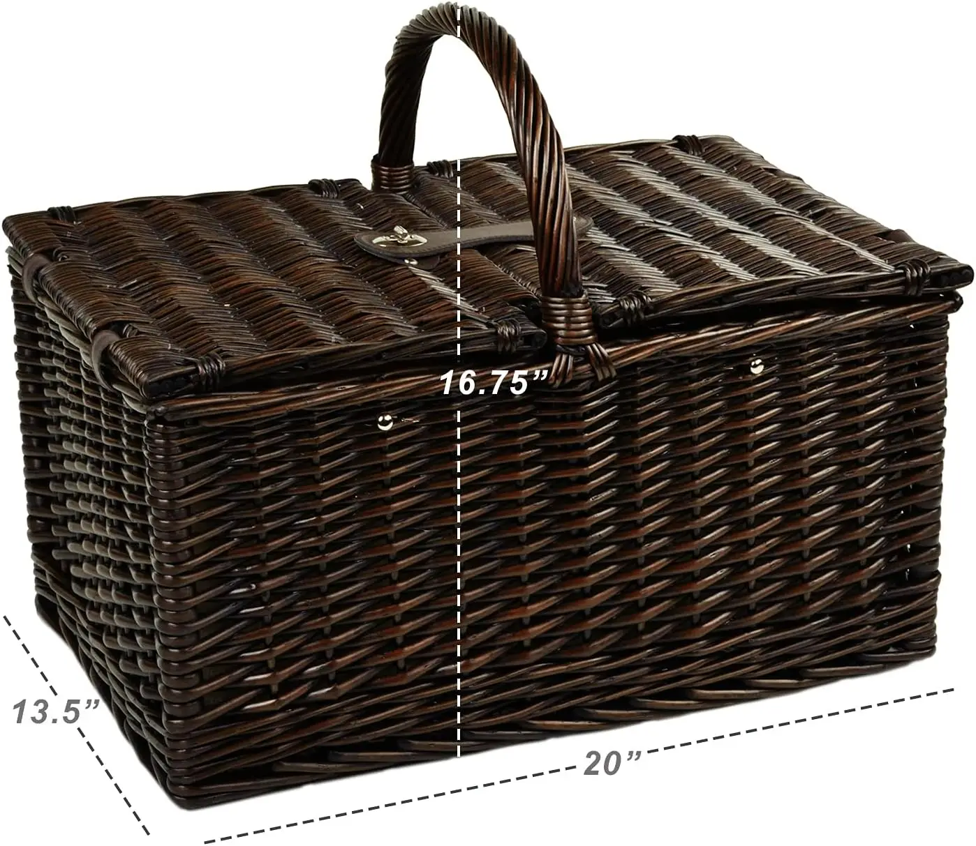 Handcrafted Willow Picnic Basket Set With Fleece Blanket Service For Four Insulated Cooler Bag Cutlery Wine Glasses Dinnerware Plate Organizer For Camping Park Outdoor Dining Orange Brown