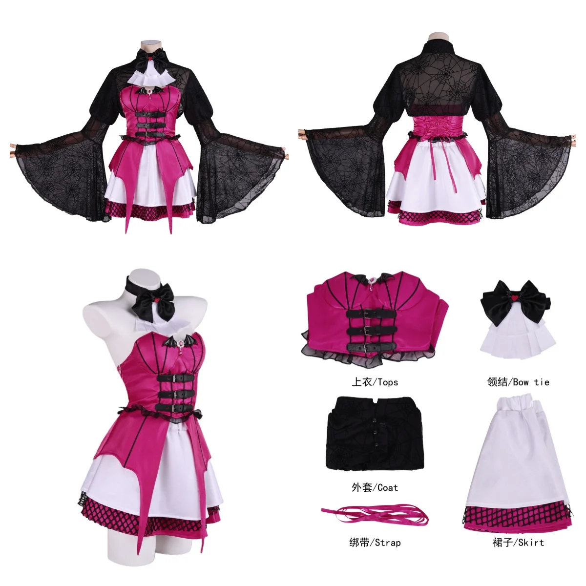 

Halloween Carnival Party Clothes Vampire Draculaura Cosplay Costume Women Sexy Corset Lolita Short Dress Suit Gothic Punk Dress