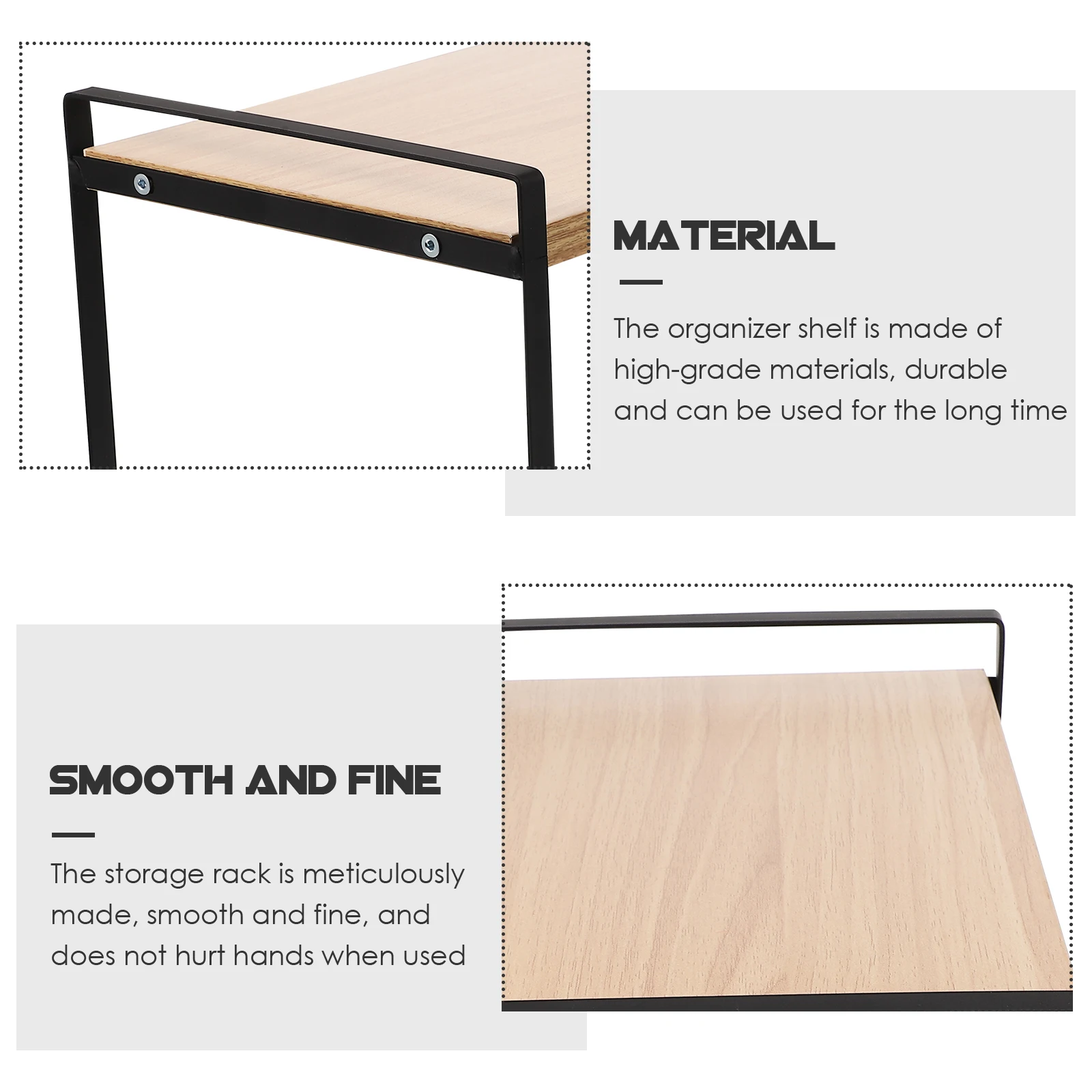 Iron Desk Organizer Storage Rack Sturdy Wooden Metal Desktop Bookshelf for Office Home Study Room Multifunctional Shelf