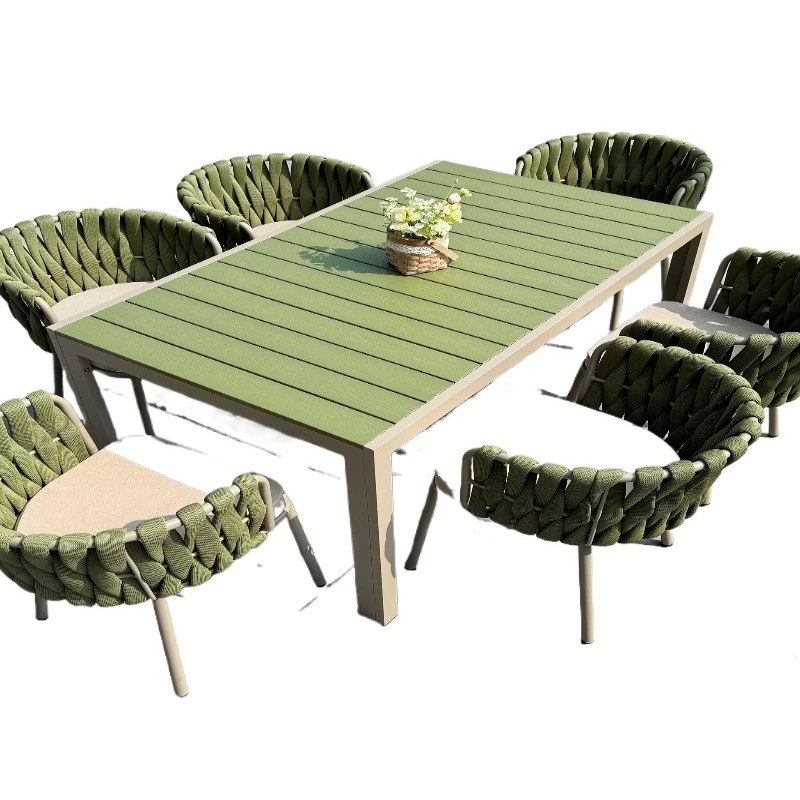 

Outdoor Internet celebrity milk tea shop small fresh table garden balcony plastic wood table homestay waterproof and anti-corr