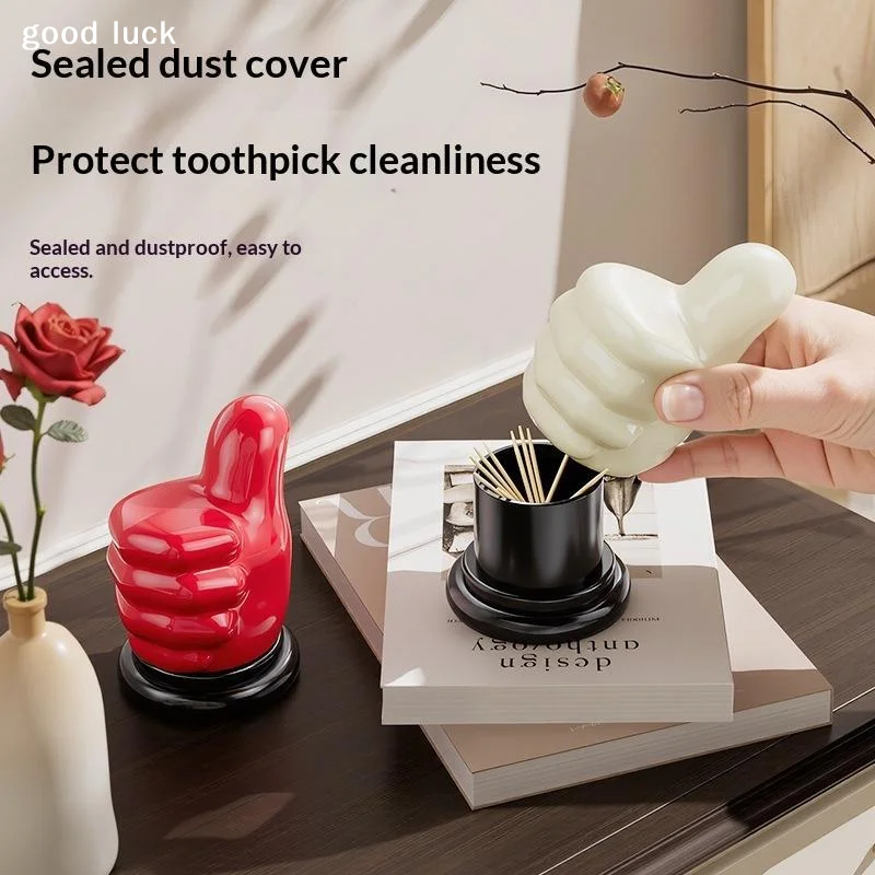 Creative Thumb Shape Toothpick Storage Box Multifunctional ABS Cotton Swab Box Toothpick Boxes Home Decorations Ornament 1PC