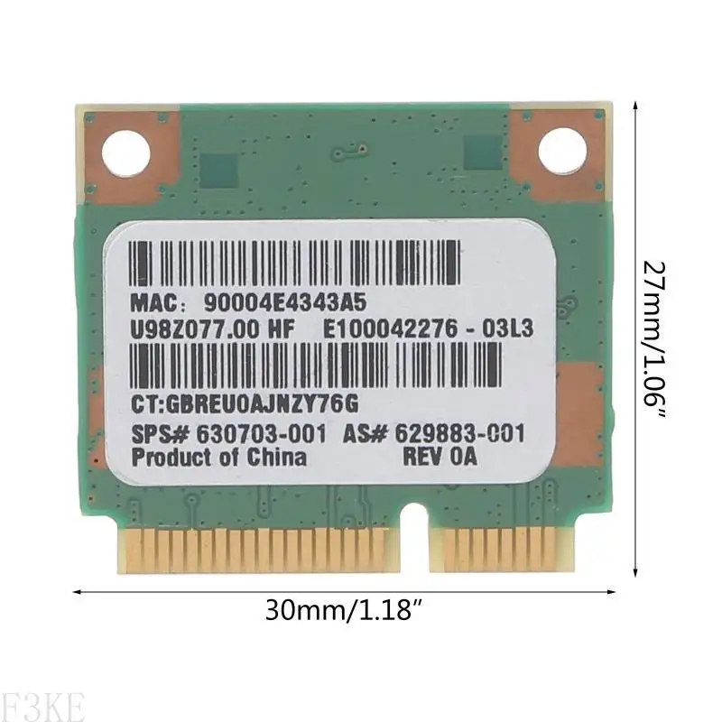 F3ke Ralink RT5390 Half Mini PCIe Wlan Wireless WiFi Carte Module Remplacement pour CQ56