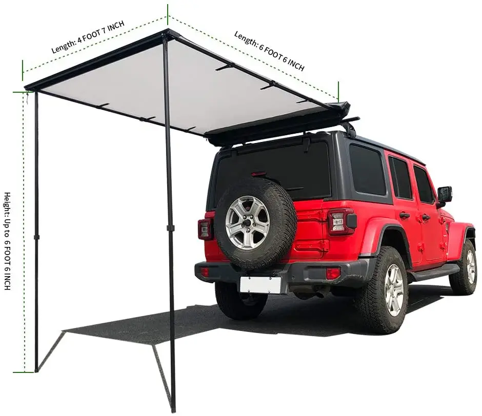 Woqi Leave Shade Car Awning Heavy Duty Retractable SUV Rooftop Side Tent