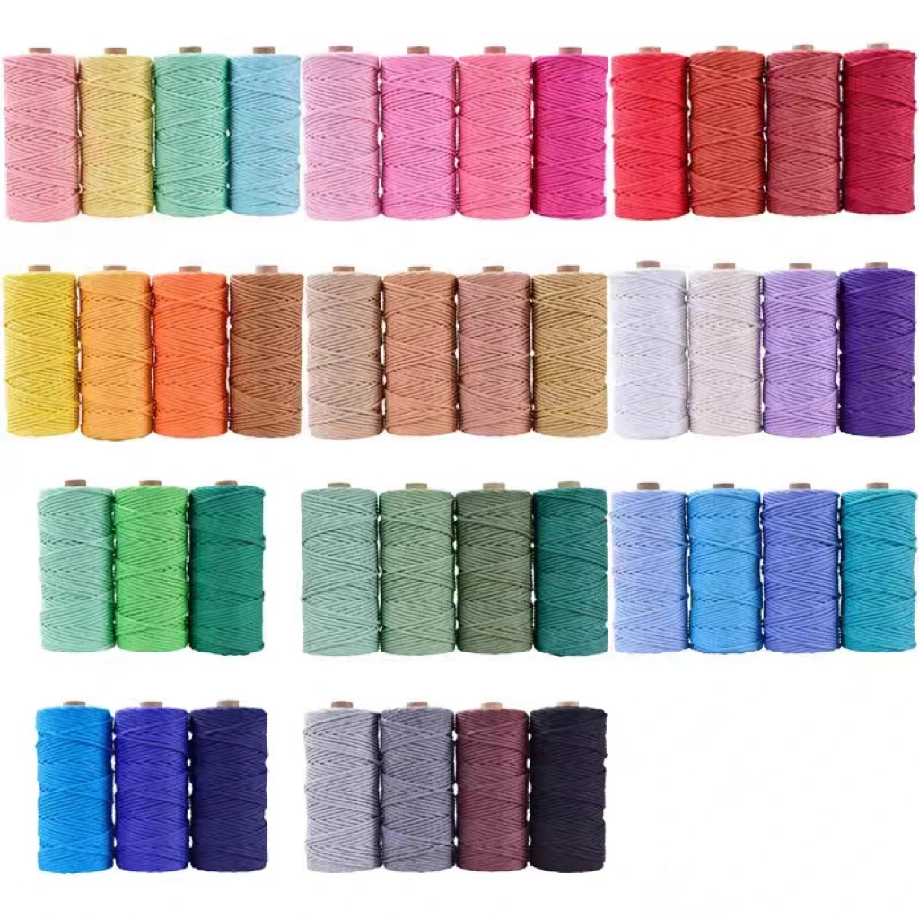 1Roll 3mm Macrame Cotton Cord Colorful Cotton Rope 100m for DIY Projects Gift Wrapping Home Decoration