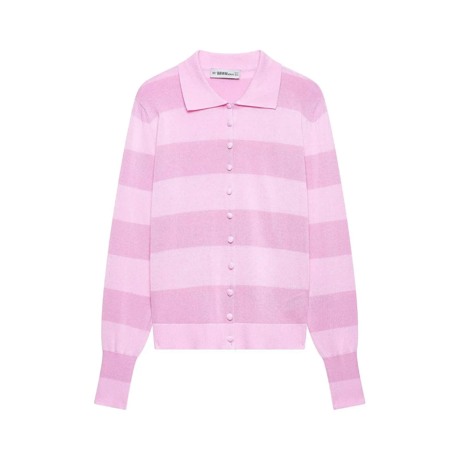 

Dave&Di European And American Style New Fashionable Temperament Women's Collar Striped Knitted Sweater Jacket