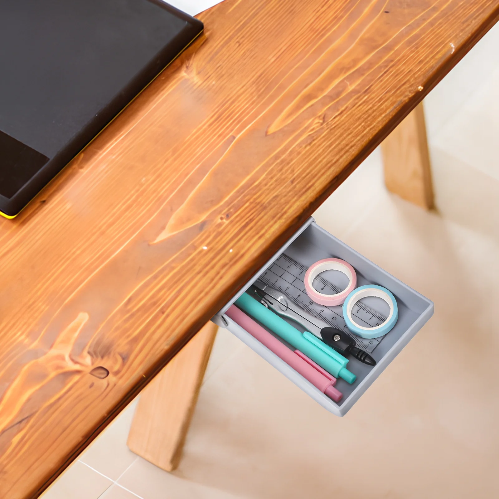 2 قطعة مكتب أسفل صندوق تخزين مخفي ABS لاصق منظم درج حامل قلم حاوية القرطاسية توفير المساحة للمكتب