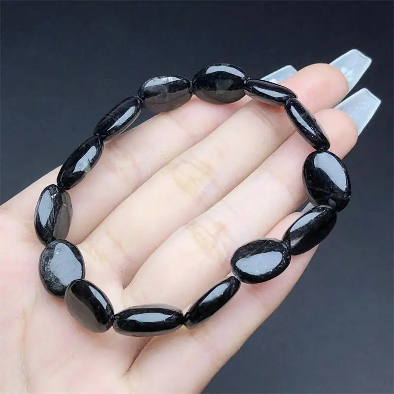 Natural Hypersthene Egg Bead Bracelet Handmade Stretch Rope Luxury Jewelry Energy Healing Holiday Gift 1PCS