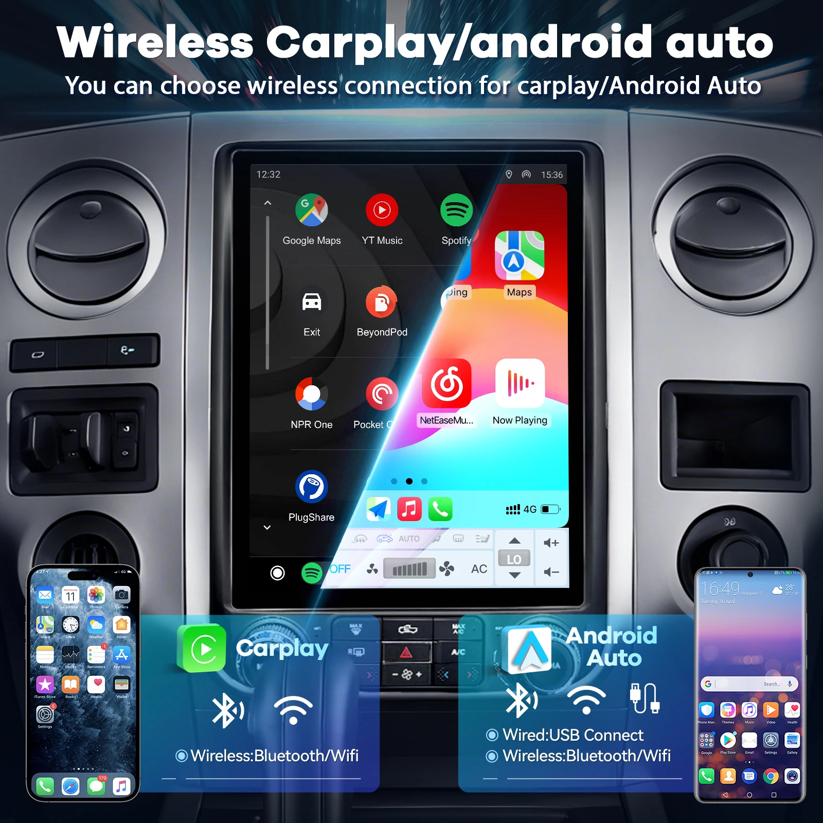 12.1 Vertical Screen Radio Accessories Snapdragon 665 for Ford Expedition 2015-2017 Screen 8+128GB Touchscreen Wireless Auto GPS