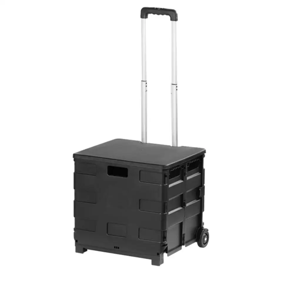 

Foldable Grocery Shopping Cart with Lid, Plastic Vegetable Storage Cart for Home, Outdoor Camping Cart, Picnic