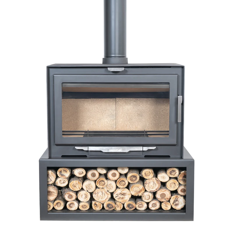 European-style steel plate true fire fireplace wood-burning firewood heating stove 1120 firewood base firewood cabinet