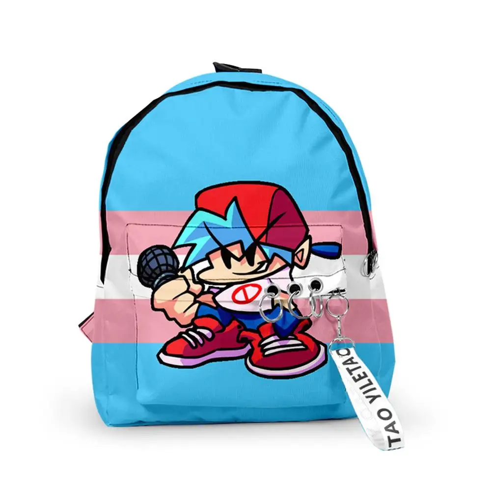 

Harajuku Friday Night Funkin Backpacks Boys/Girls pupil School Bags 3D Print Keychains Oxford Waterproof Cute Small Backpacks