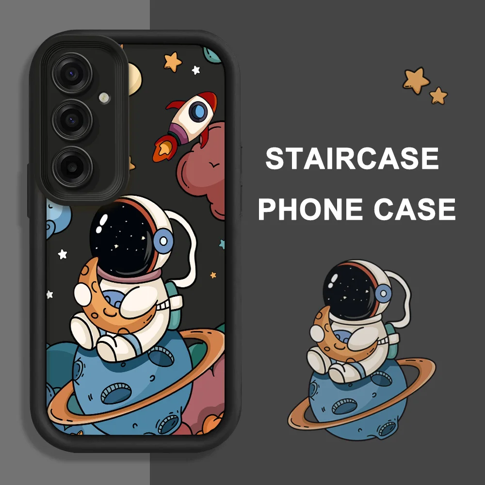 Moon Astronauts Phone Case For Samsung Galaxy A57 A37 A27 A17 A07 A56 A36 A26 A16 A06 A35 A15 A05 A54 A34 A24 Staircase Cover