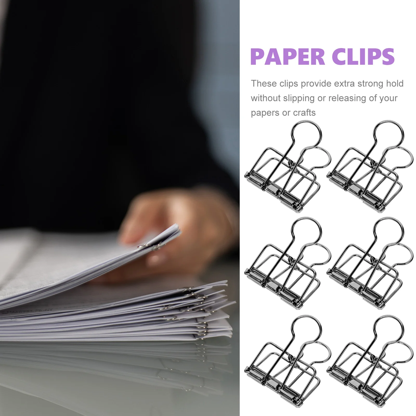 10 Pcs Metal Document Book Binder Clip Paper Clamps Office Clips Supplies Storage Supply Alloy For