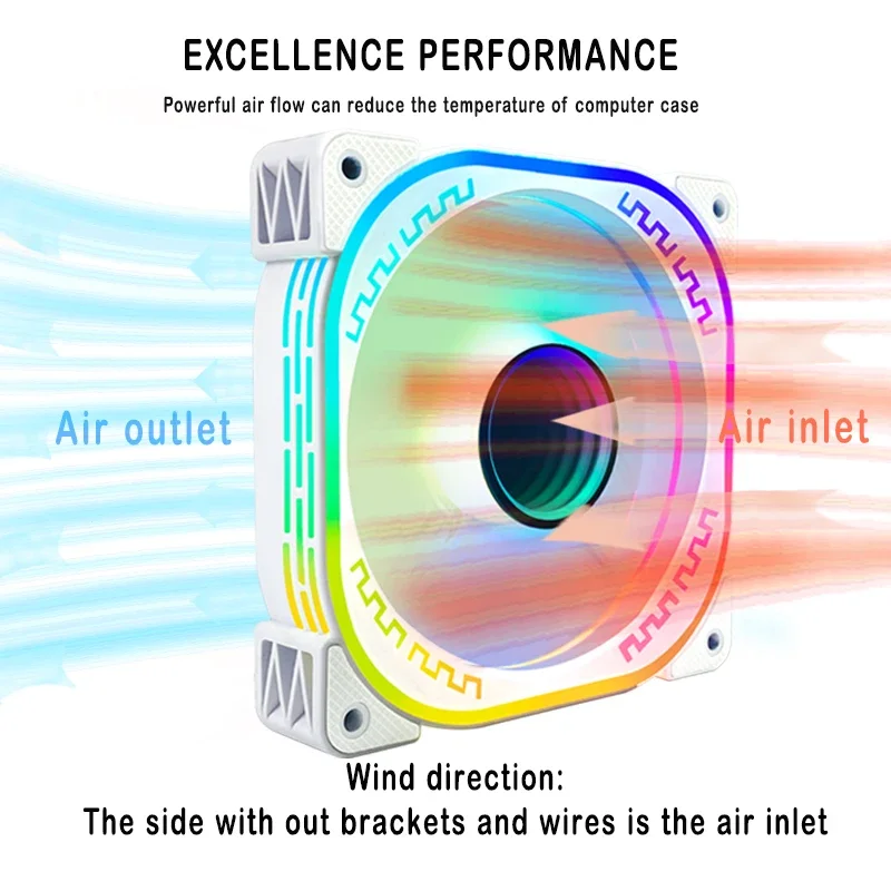 Iwongou 120Mm Fan Rgb Ar12pro Wit 5v3pin Aura Sync Kit Fan Rgb 4pin Pwm Onbeperkte Ruimte Pc Case Koelers 12Cm Ventilador