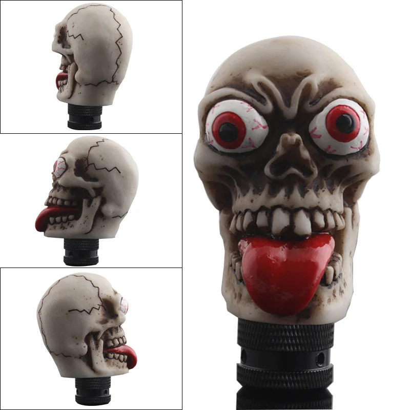 Universal Personality Skull Head Big Teeth Golden Style Car Manual Stick Gear Shift Knob For Manual Shift Lever Knob Accessorie