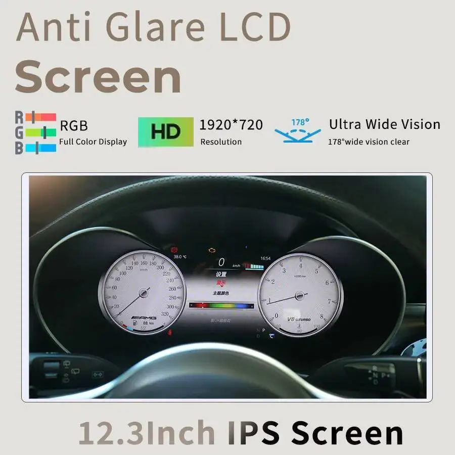 12.3 بوصة سيارة LCD أداة العنقودية لمرسيدس بنز W205 GLC C-Class C الفئة X253 C180 C200 C220 C300 C350 عداد السرعة Carplay #3