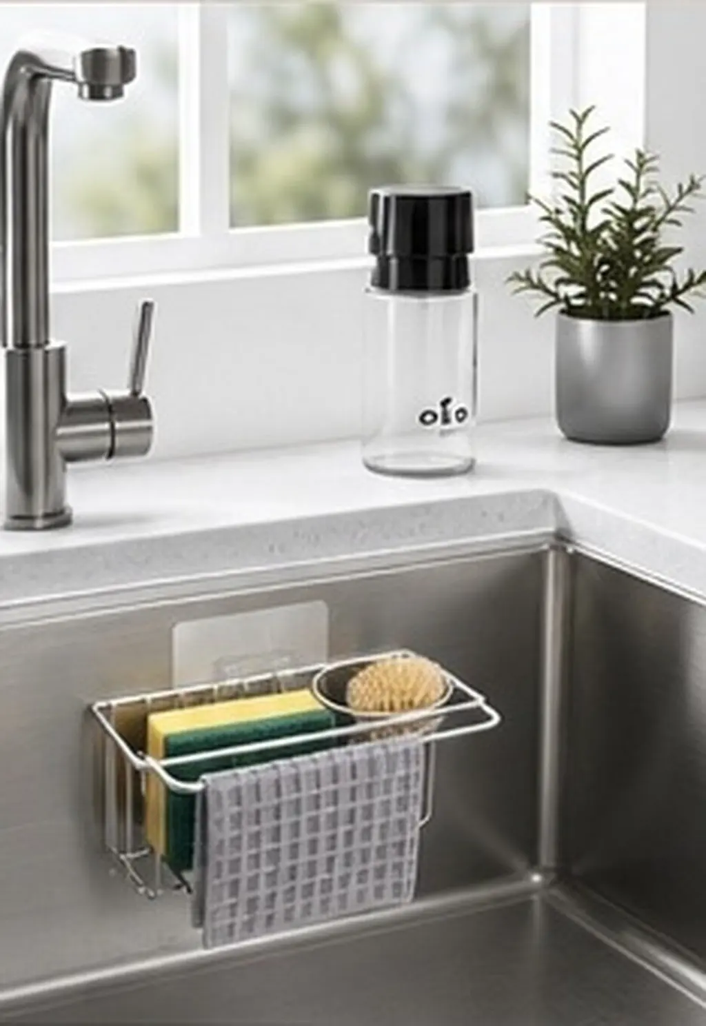 1Pcs Water Tank Hanging Basket Stainless Steel Kitchen Organizer Drain Rack Sponge Holder Sink Hanging Rack Storage Basket