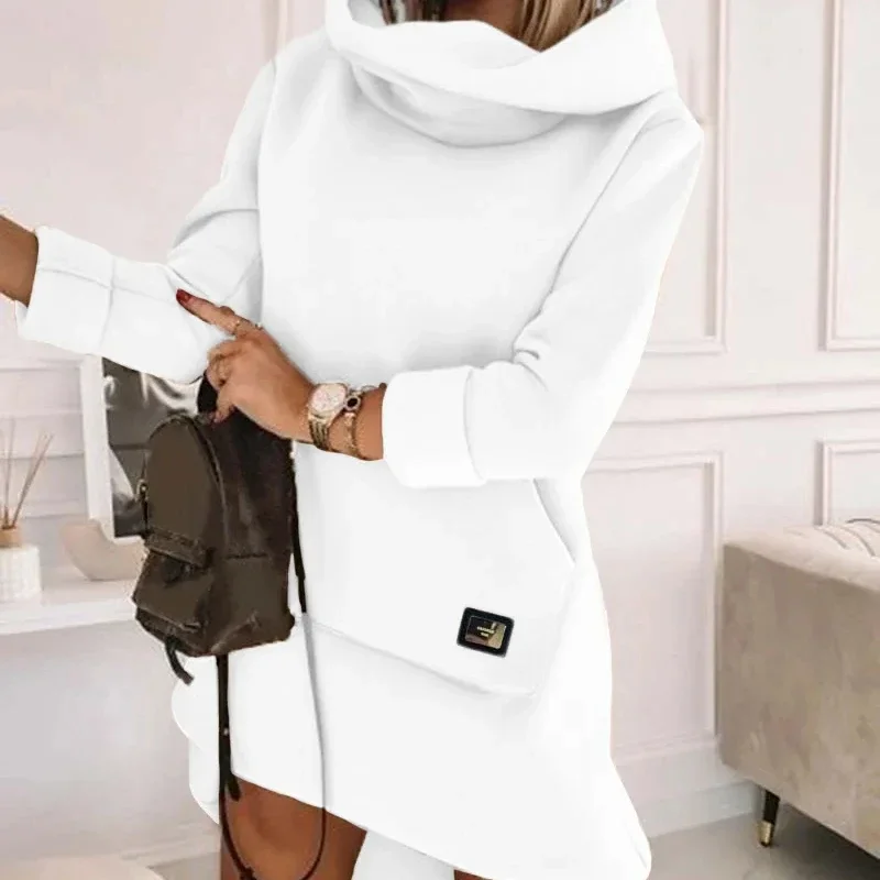 Turtleneck Long Sleeve Sweatshirt Women Casual Dress Autumn Winter Hoodies Long Tops Pockets Casual Loose Sweatshirts Y2k