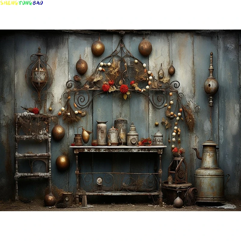 Christmas Tree With Gift Boxes Photography Backdrops Winter Snow Decorations Wooden Door Fireplace Room Background Props WR-18