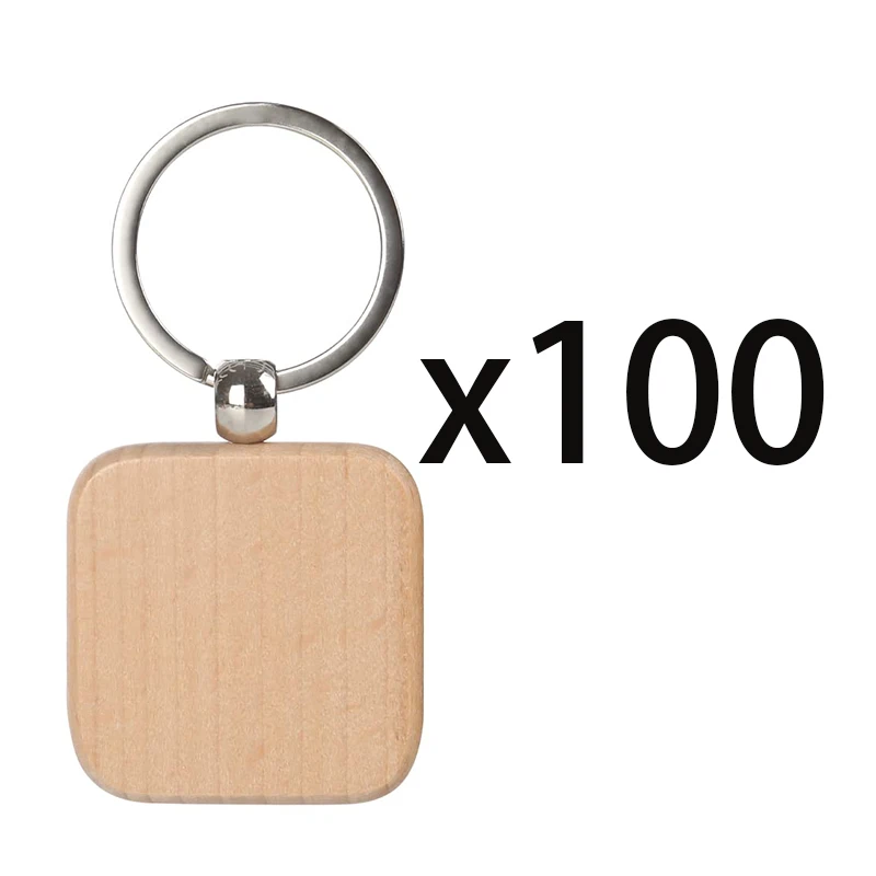 100Pcs Blank Wooden Key Chain DIY Promotion Pendant Wood Keychain Keyring Tags Promotional Gifts