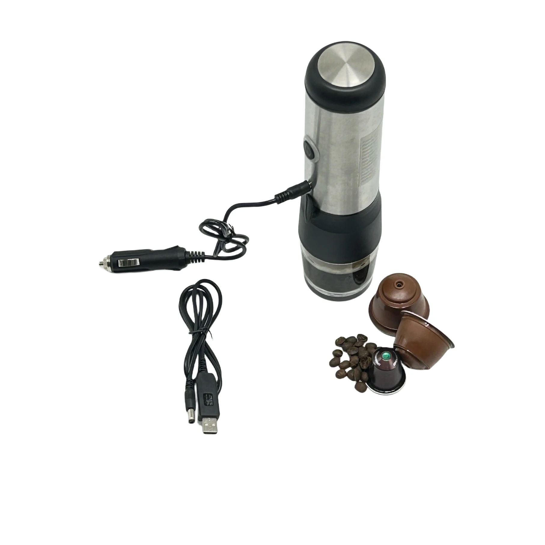 

Portable Electric Espresso Coffee Maker Stainless Steel 12V USB Car Plug For Outdoor Use & Hotels Cafetera Portatil Coffee Pods
