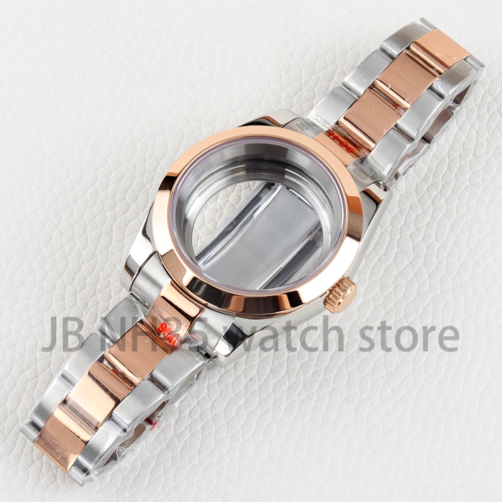 الذهب 36/39 مللي متر NH35 ساعة الحال بالنسبة DATEJUST NH35 NH36 حركة الياقوت الزجاج الفولاذ المقاوم للصدأ المحار مصقول حزام 28.5 مللي متر الهاتفي