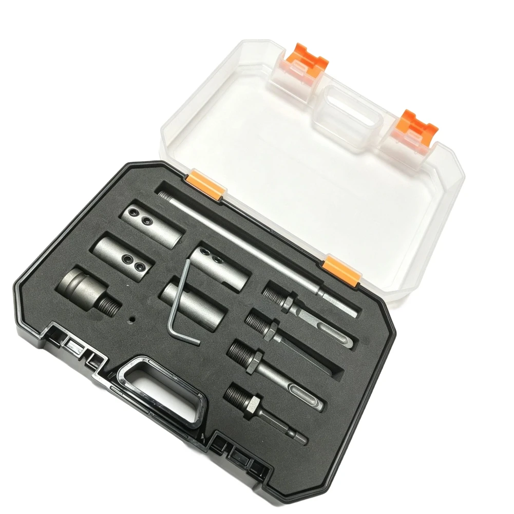 Electric Drill Extension Rod Bundle 11PCS with Round Square and 1/2in Drive Shank for Use with Wrenches and Rotary Hammers