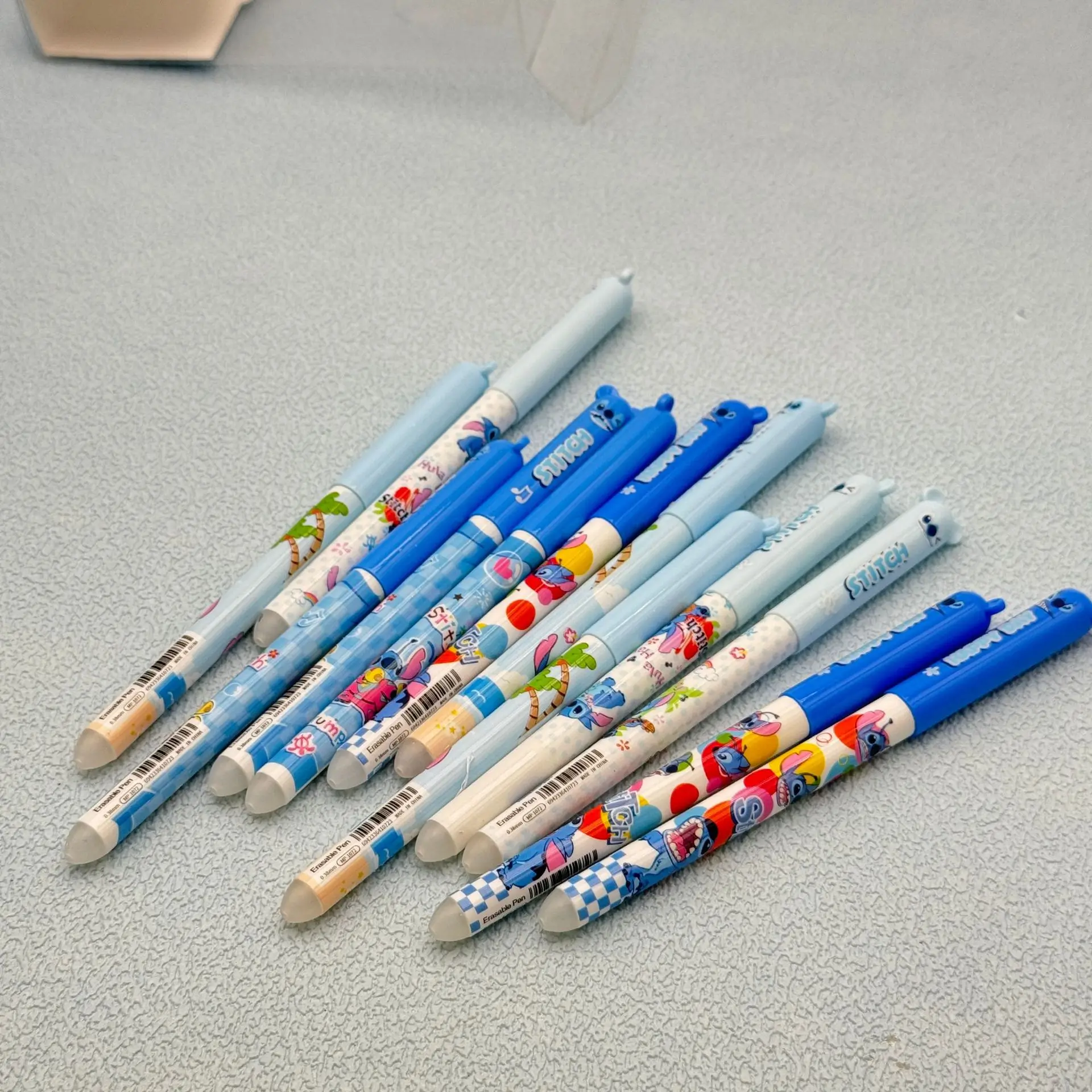 Random 1pcs /5pcs Disney Stitch Erasable Retractable Gel Pen, 0.5mm Blue PVC Pen, Cartoon Stationery for Students & Rewards