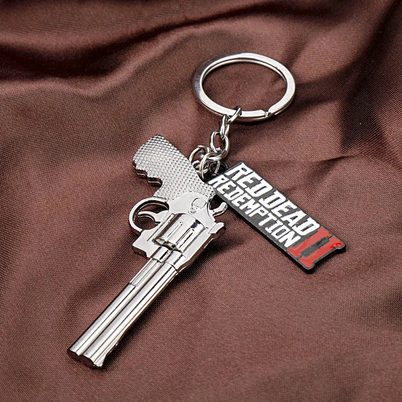 Revolver Red Dead Redemption 2 Key Chain Men Cosplay Game Gun Key Ring Metal Accessories Accessories Factory Wholesale