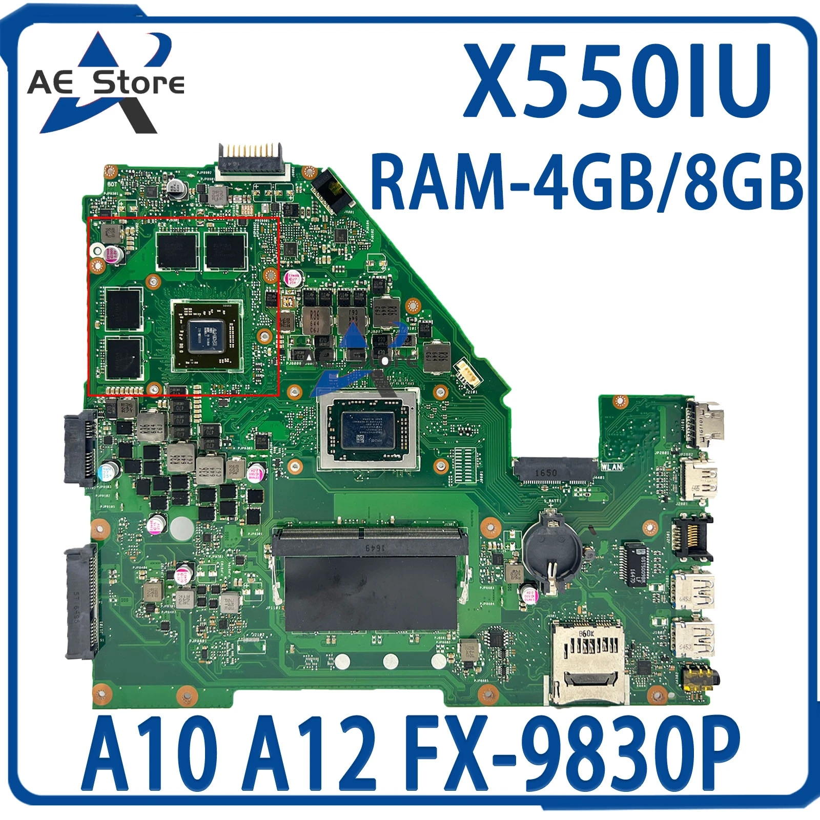 

X550IU Mainboard For ASUS X550I X550IK XV50I VX50IU VX50IK Laptop Motherboard A10 A12 FX-9830P CPU 4GB/8GB-RAM RX460