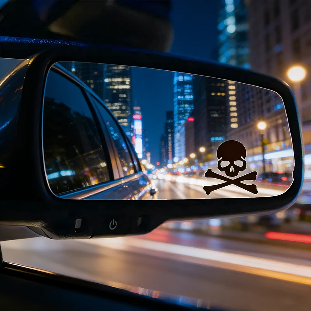 2PCS/SET Vehicle Mirror Personalization Car Motorcycle Stickers Upgrade Your Car with a Skull and Crossbones Decal image 3
