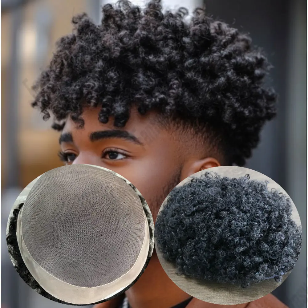 

Мужской парик-накладка (8/10/12/15 мм) из натуральных европейских человеческих волос, афро-кудри, незаметный, дышащая монобаза из тонкого материала