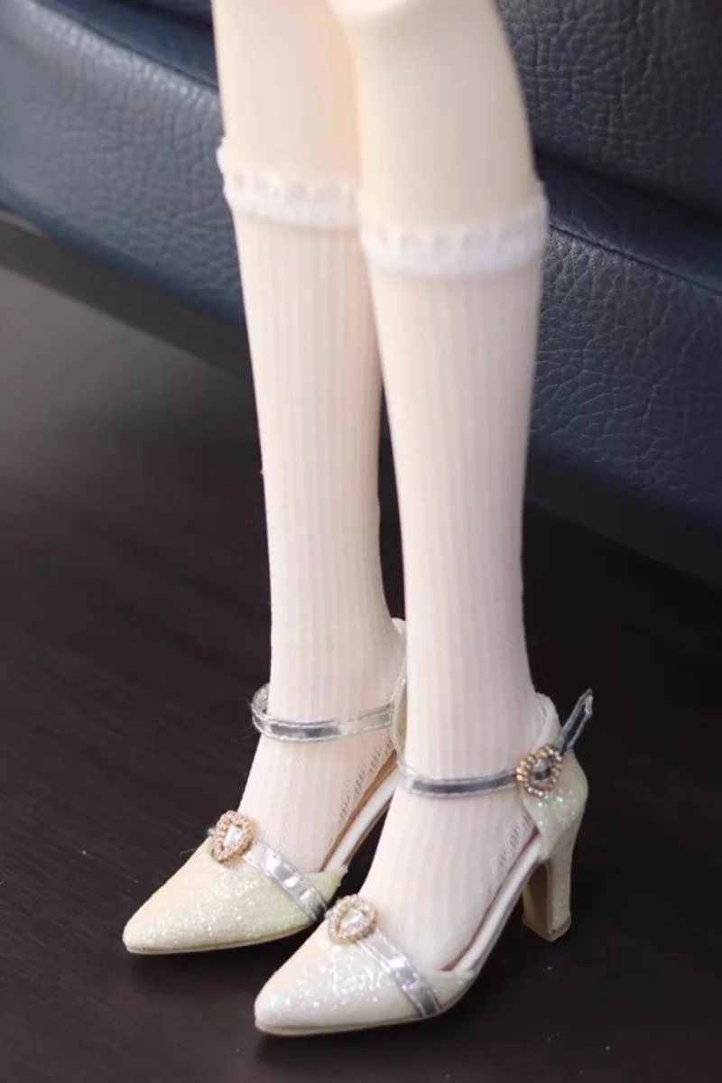 

BJD/SD Doll Shoes Toys 1/3 SDGR Elegant Shiny Love Heart Single Buckle Girls Pink Pointy Simple High Heels Gift Doll Accessories