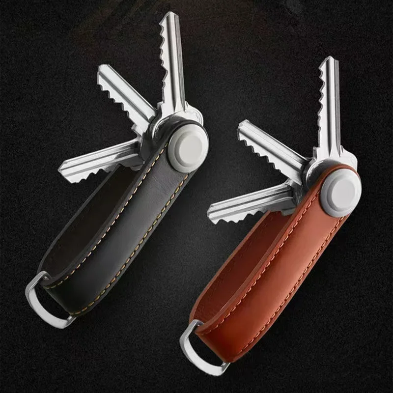 Car Key Pouch Bag Case Wallet Holder Chain Key Wallet Ring Collector Housekeeper Pocket Key Organizer Smart Leather Keychain