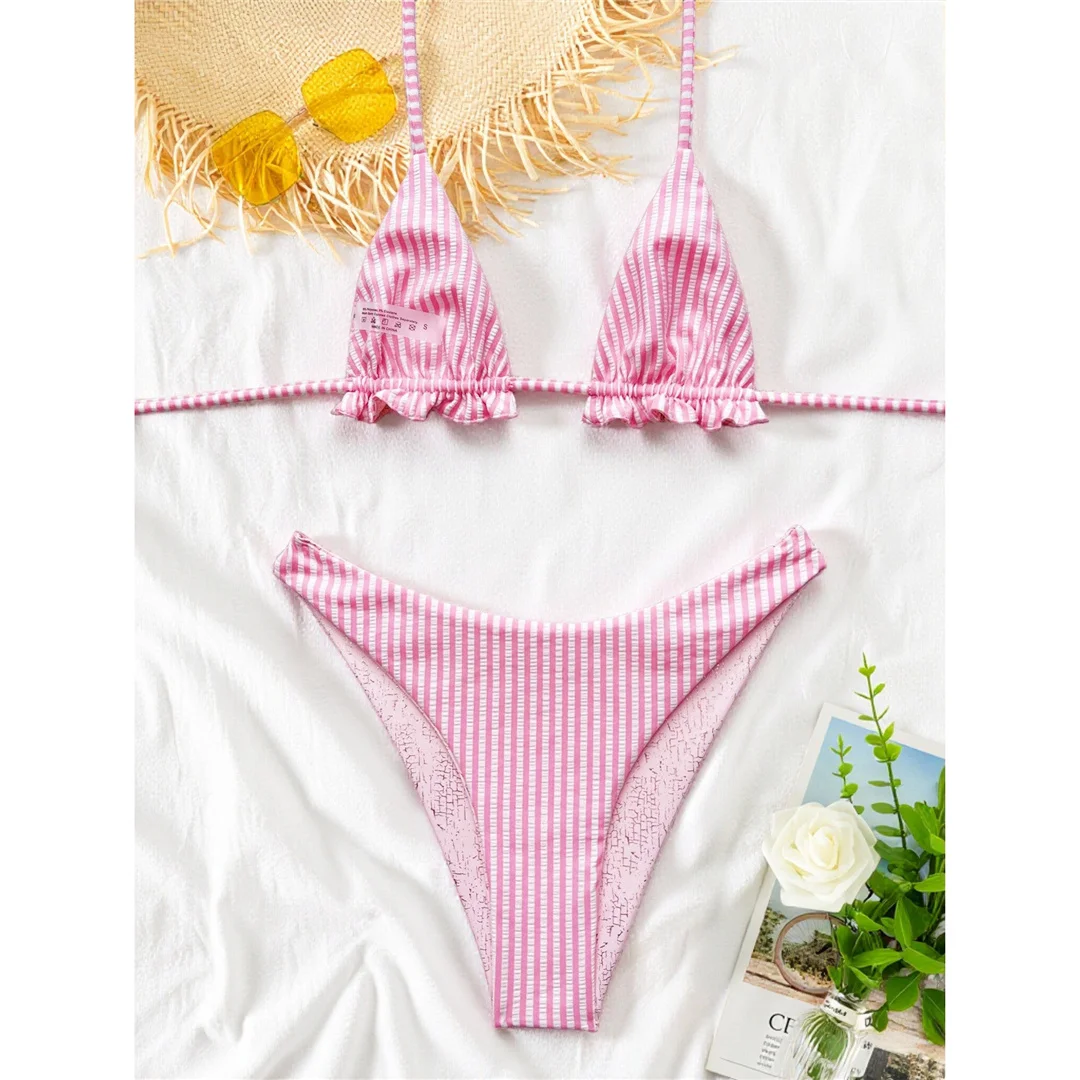 S - XL, beidseitig verwendbarer Neckholder-Bikini, Damen-Badeanzug, zweiteiliges Bikini-Set, Badebekleidung, Badeanzug, Schwimmbekleidung V8361 – Detail 6