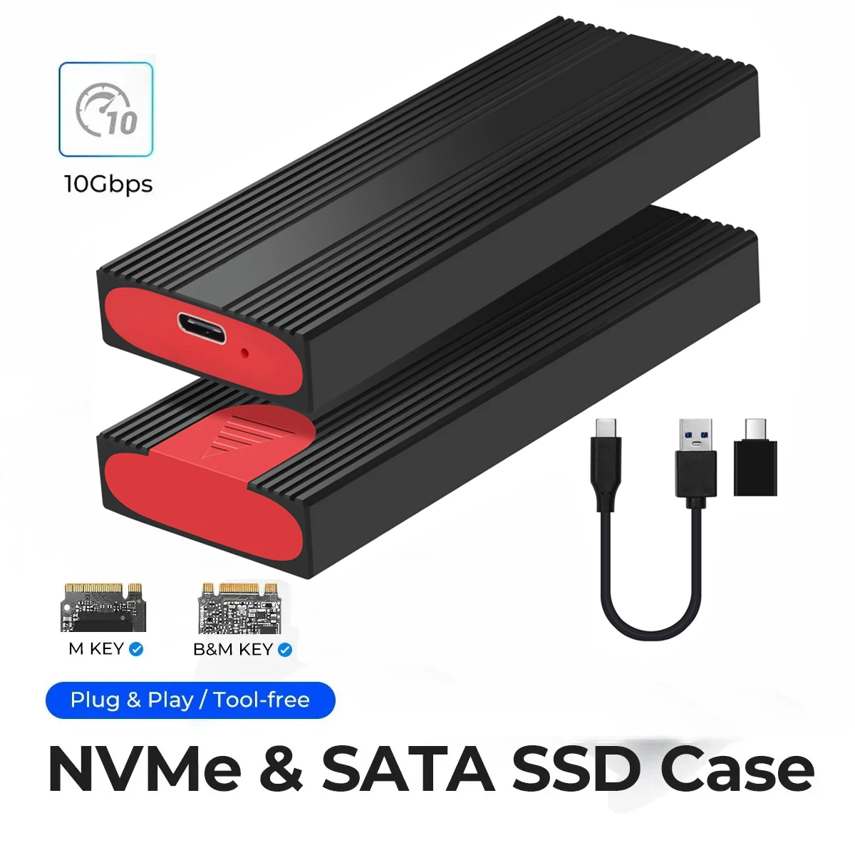 M2 NVMe SSD Enclosure 5/10Gbps PCIe SSD Box for M.2 NVMe NGFF SATA SSD Disk Tool Free M.2 SSD Adapter Hard Disk for PC Laptop