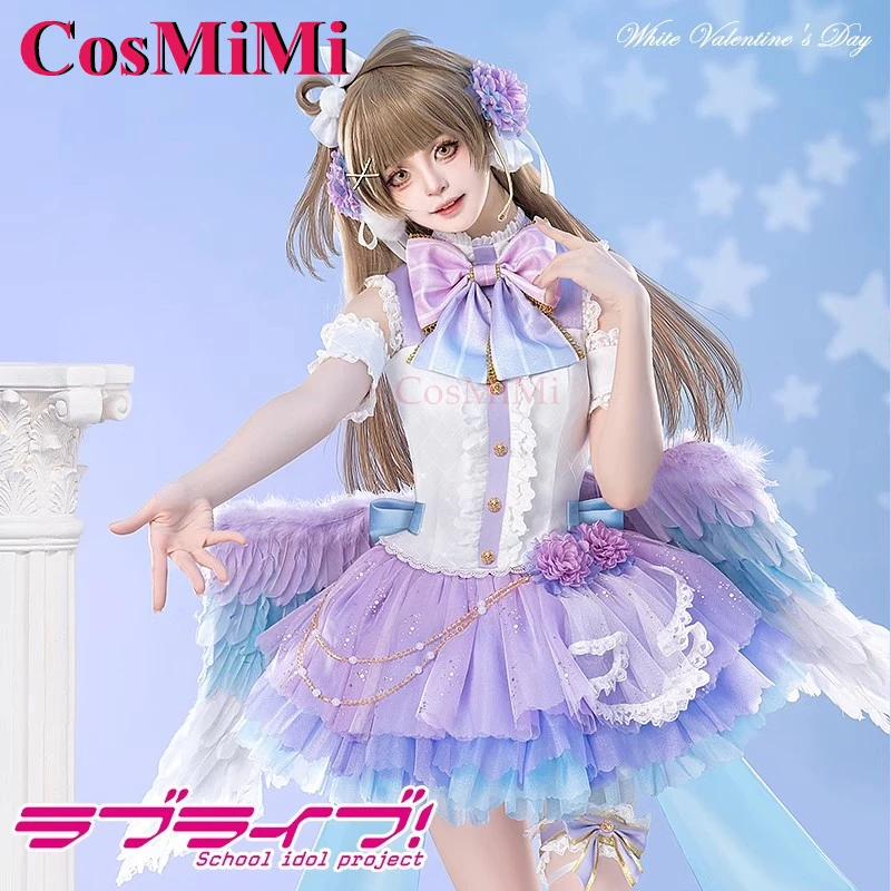 CosMiMi أنيمي LoveLive مينامي كوتوري تأثيري حلي الأبيض عيد الحب الملاك الحلو فستان كرنفال حفلة لعب الأدوار الملابس