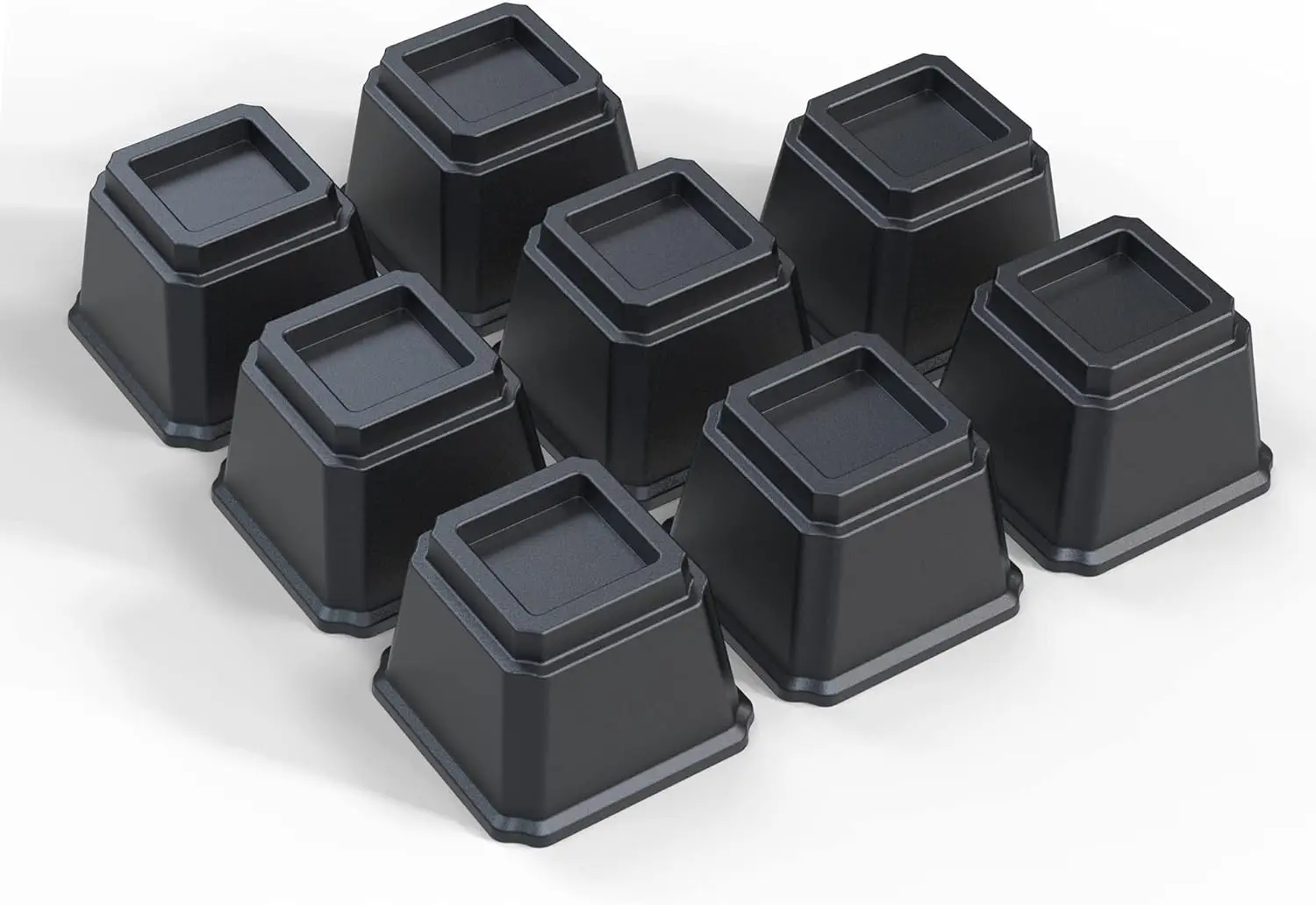 

Bed Risers 4 Inch Heavy Duty, Furniture Risers for Bed Frame, Couch, Desk, Chair, Lifts Up to 1,500 lb, Set of 8, Black