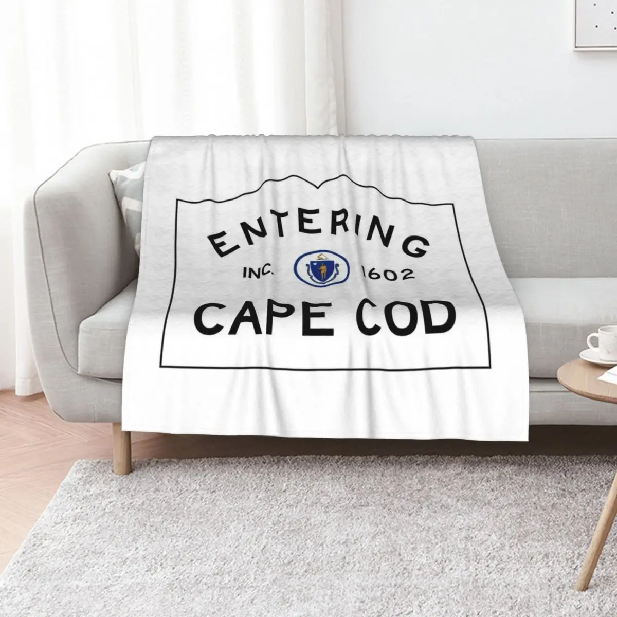 

Entering Cape Cod Road Sign - Cape Cod, Massachusetts Throw Blanket Decorative Sofas Decoratives Warm Decorative Throw Blankets