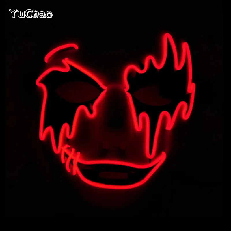 

Luminous Led Face Mask Christmas Party Halloween Night Club Carnival Decoration Glowing Dance Hand Painted Plastic Mask