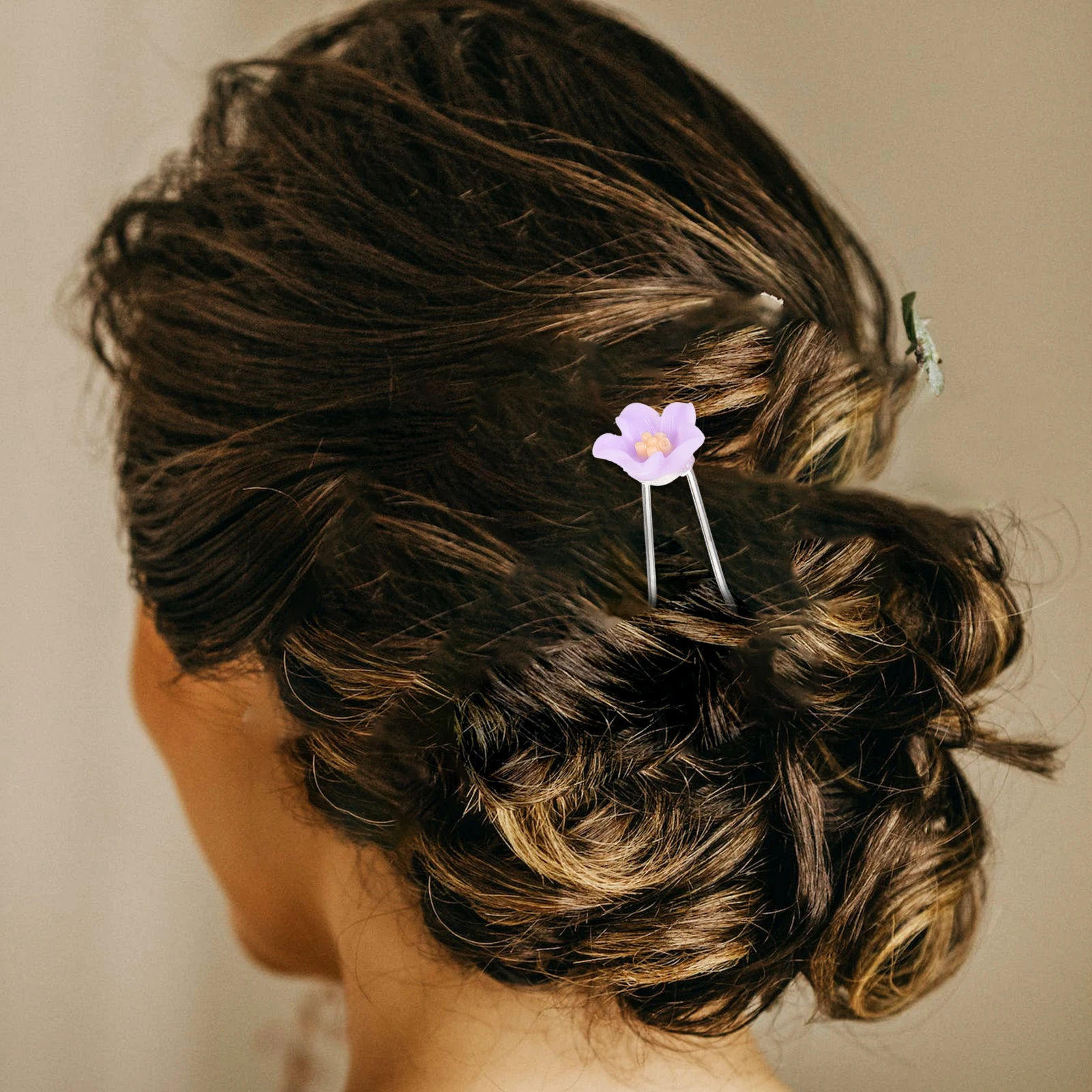 

10 pcs Purple Flower Hairpins Elegant Crystal Bridal Accessories Wedding U Shaped Hairpin For Bride Hair Styles