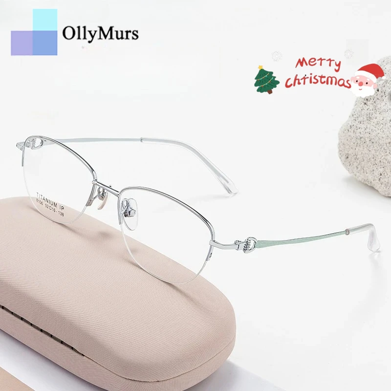 KIZNExquisite نظارات نسائية نصف إطار خفيفة للغاية أنيقة ومريحة وصفة طبية بصرية إطار رموش صغيرة للوجه #2