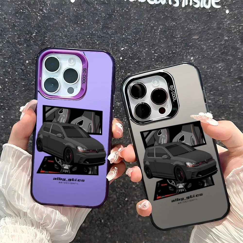 

Чехол для телефона Golf MK1 GTI Car V-Volkswagen IMD Цвет Серебристый корпус для iPhone 16, 15, 14, 13, 12, 11 Pro Max Plus