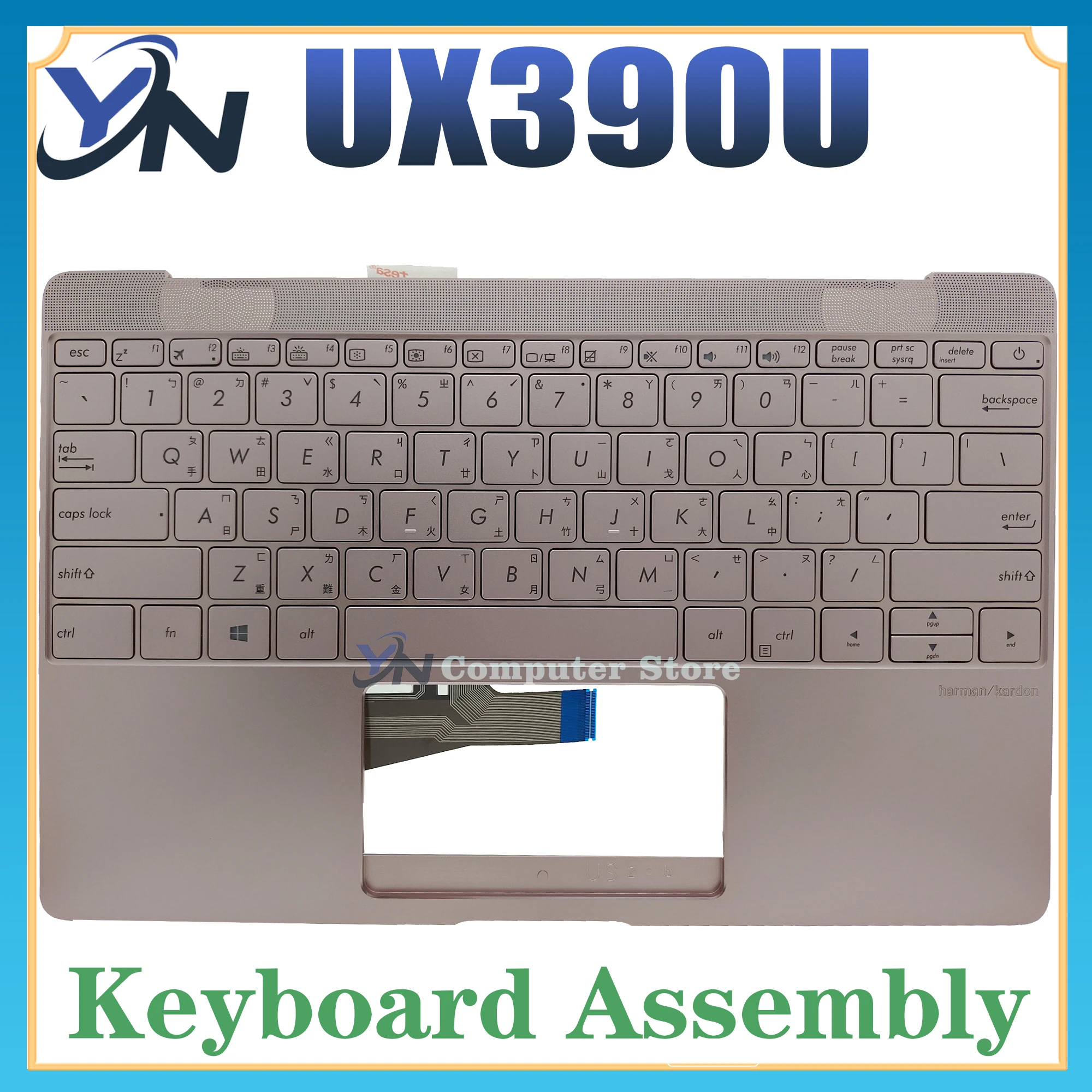 

UX390U For ASUS Laptop Keyboard ZenBook 3 UX390 UX390UA UX390UAK Keyboard Palmrest C Shell Assembly