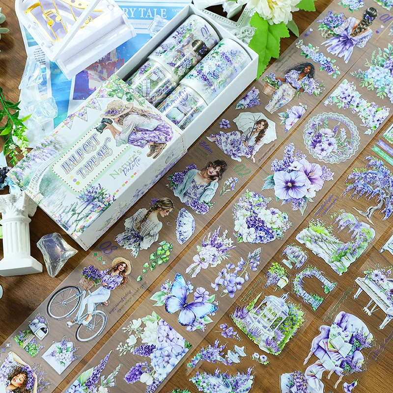 

4 Rolls/set Vintage Character Flower Travel Landscape Tape Set Creative DIY Journal Material Collage Scrapbook Stationery