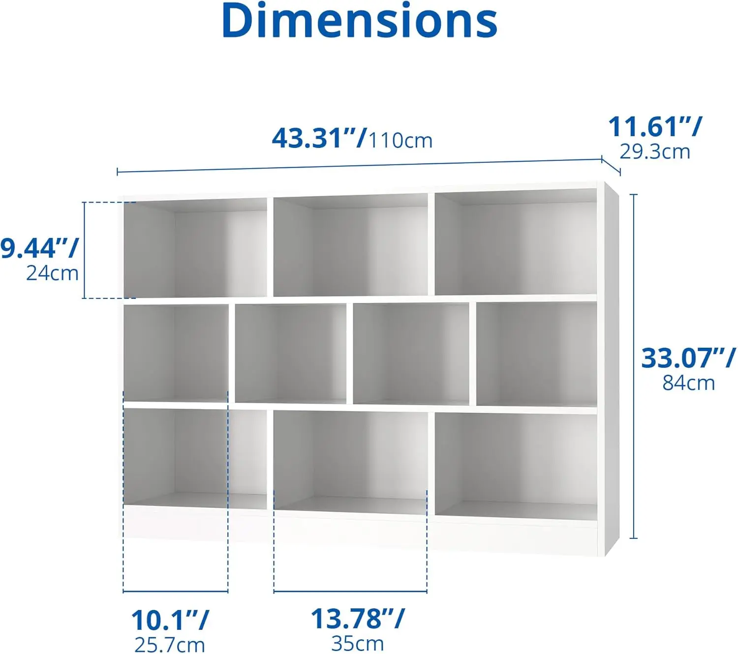 3-layer open shelf bookshelf, 10 cubic storage manager with anti tilt device, bedroom, living room